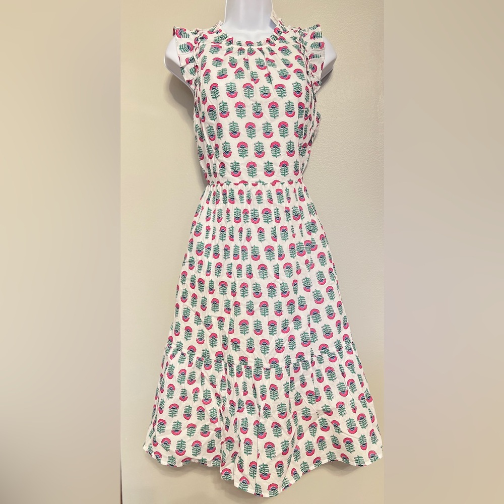 JCREW NEW with tags cotton white floral midi dress, size 4